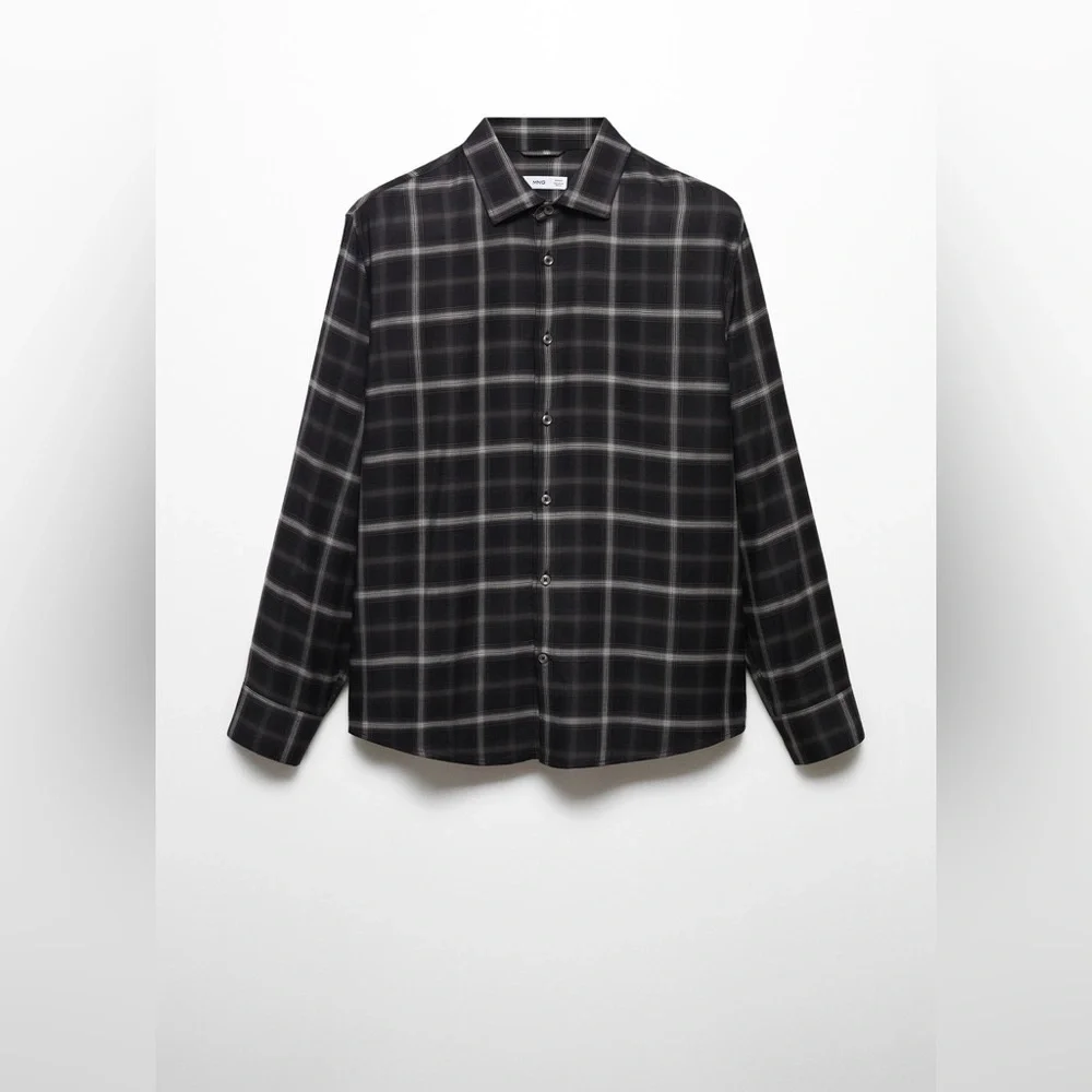 Mango MNG Men's REGULAR-FIT WINDOWPANE SHIRT 100% Viscose